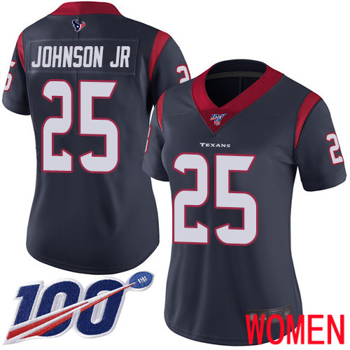 Houston Texans Limited Navy Blue Women Duke Johnson Jr Home Jersey NFL Football 25 100th Season Vapor Untouchable